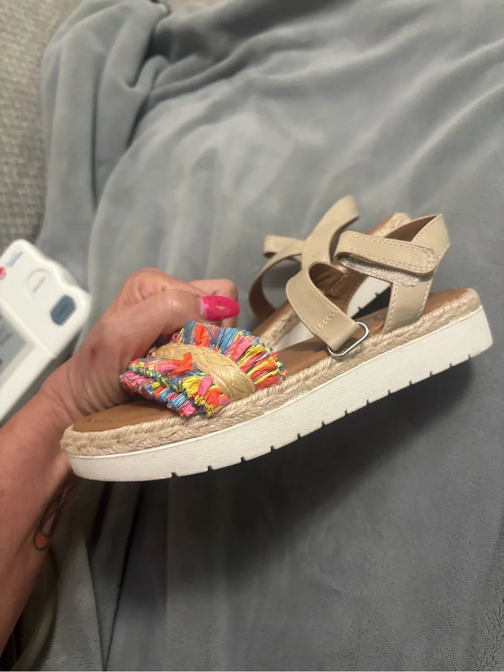 Class Club Kids Tan Sandals with Multicolor Fringe